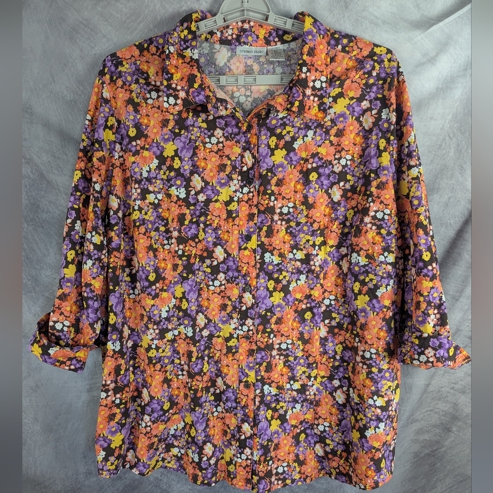 Chelsea Studio 3X Floral Button Down Shirt